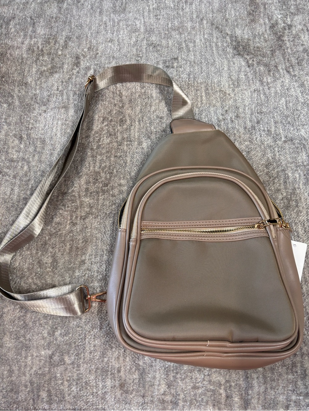 Minimalist Taupe Crossbody Sling Bag - Everyday Hands-Free Carry